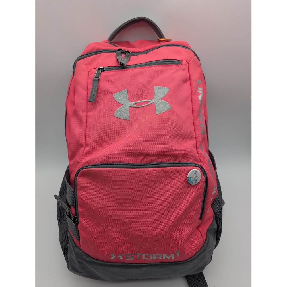 Under Armour Storm 1 Pink Grey Backpack HeatGear Straps Sport School Bag